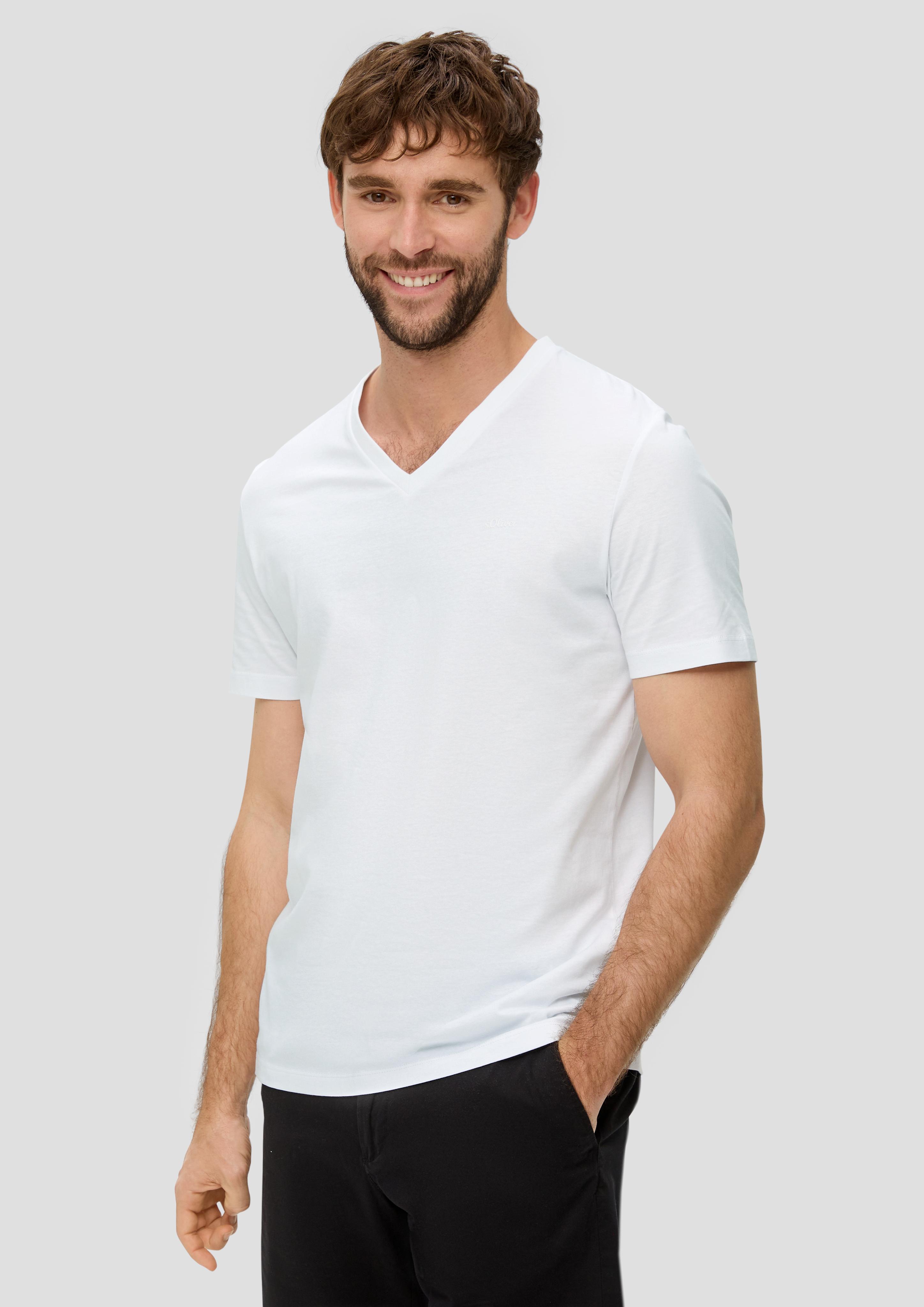 Baumwollshirt mit V-Ausschnitt  2143913-0100