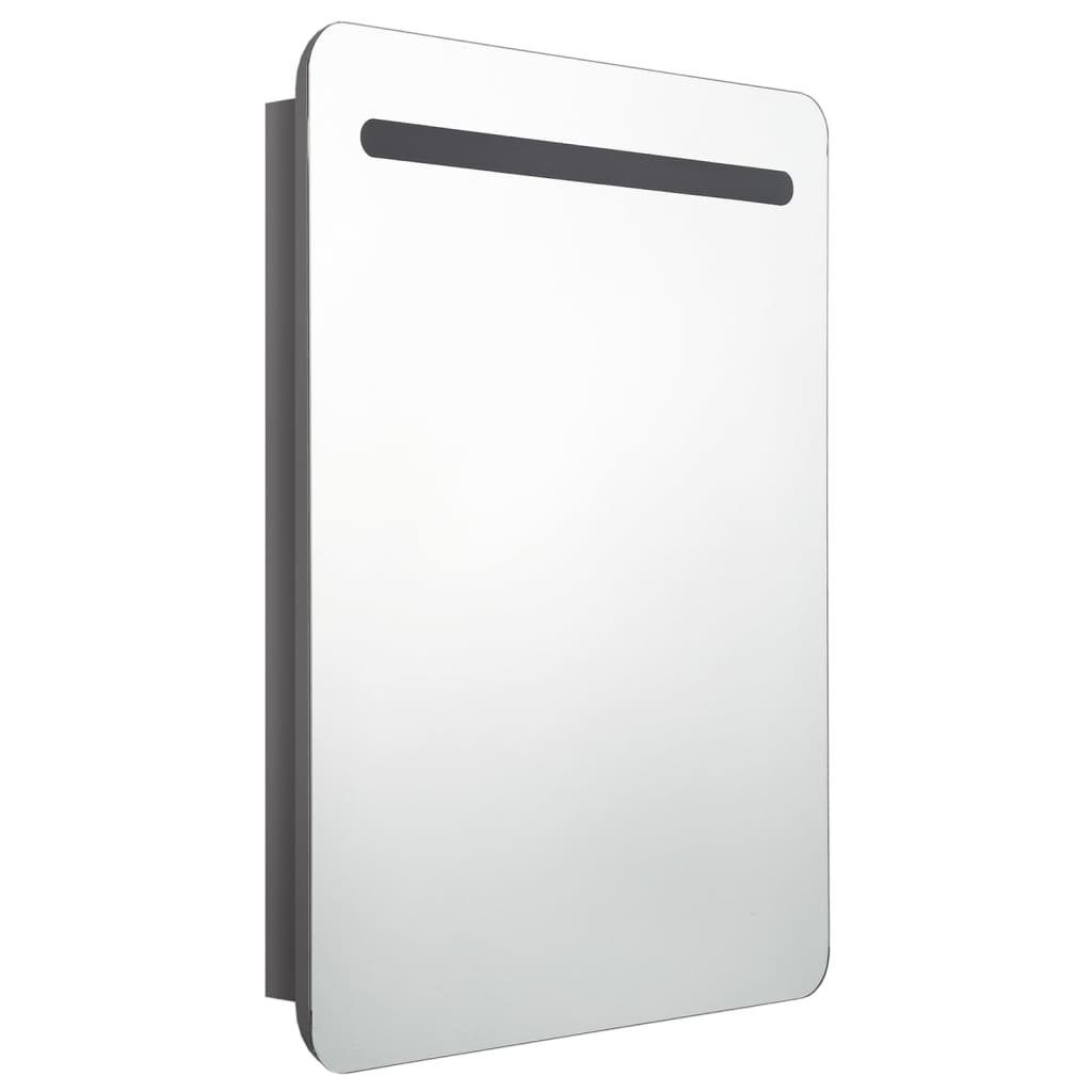 vidaXL Badezimmerspiegelschrank LED-Bad-Spiegelschrank Glänzendes Grau 60x11x80 cm (1-St)