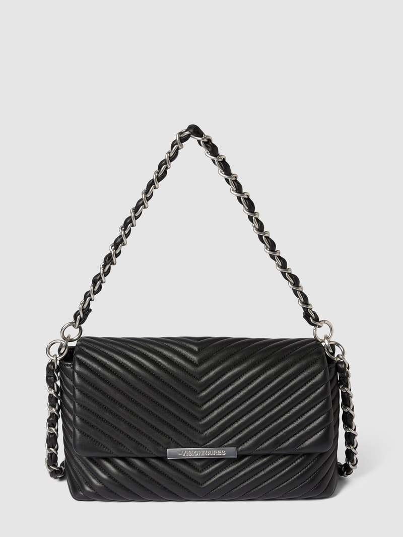 Umhängetasche mit Label-Detail Modell 'COCO' in schwarz