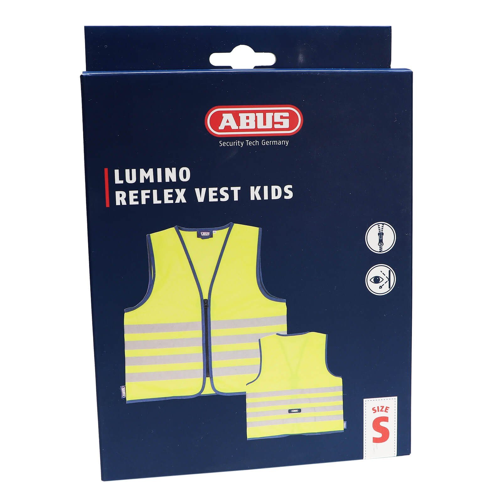 ABUS Warnweste ABUS Kinder Warnweste Lumino Reflex mit Reflektoren und Reißverschlus Reflektoren, Fluoreszierend