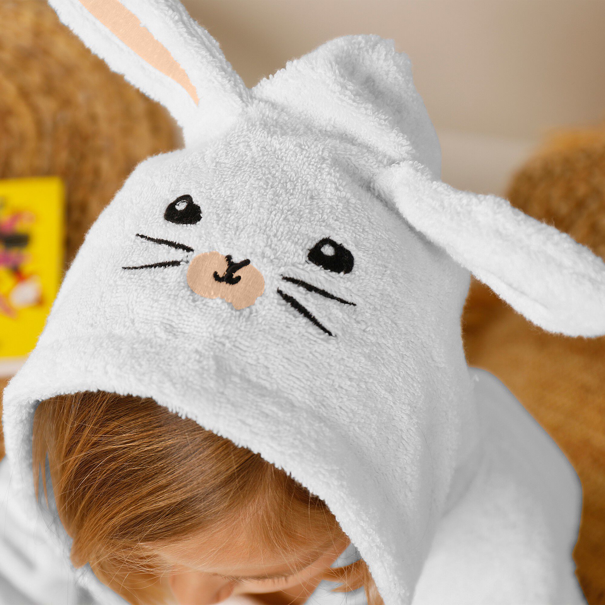 Peignoir de bain enfant lapin à capuche éponge coton