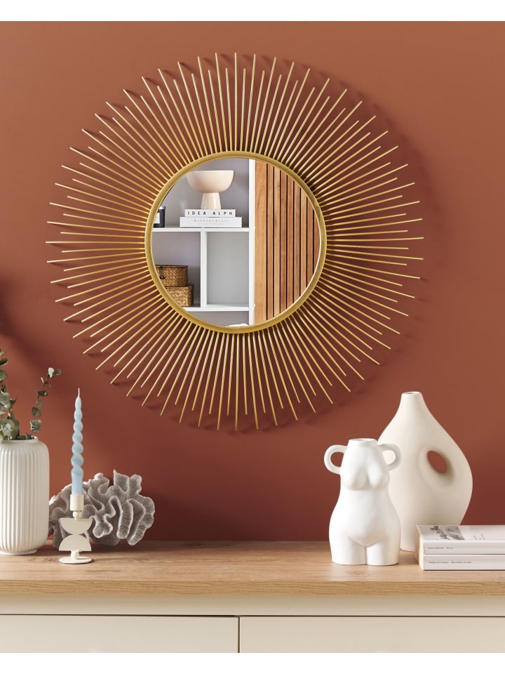 Beliani Dekospiegel CILLY in Gold - (W) 80 x (H) 80 x (L) 3 cm günstig kaufen onesize