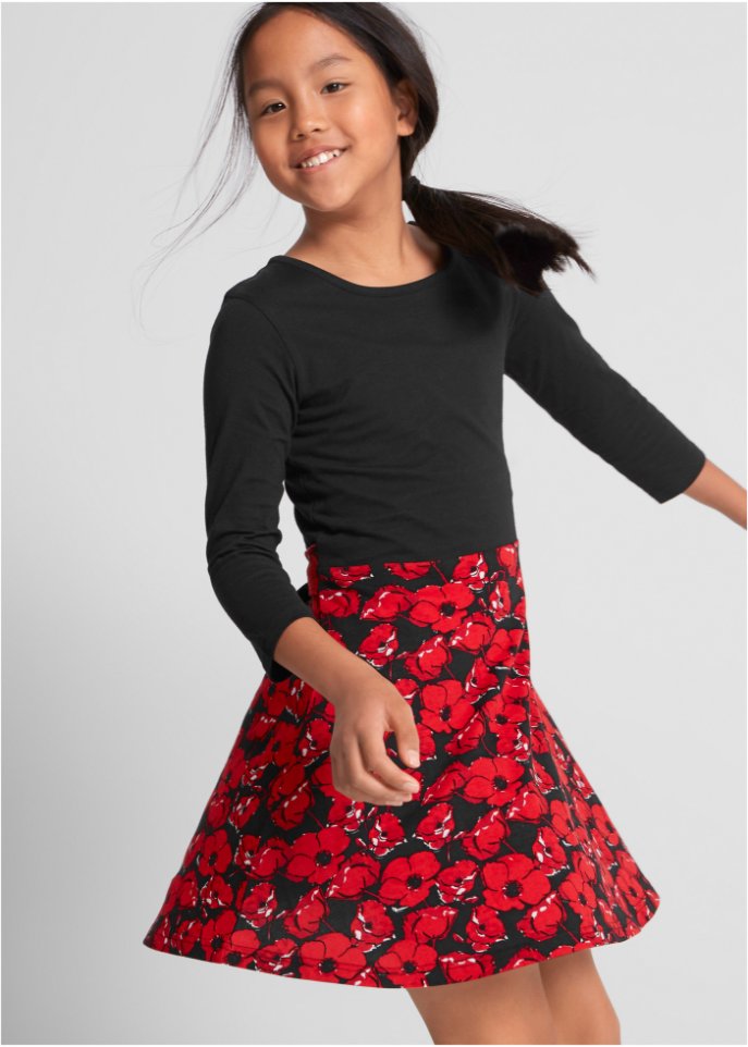 Mädchen Jerseykleid, 3/4-Arm aus Bio-Baumwolle