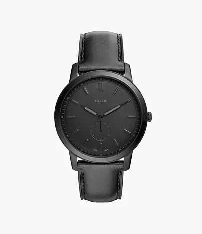 Fossil Herrenuhr The Minimalist Leder Schwarz