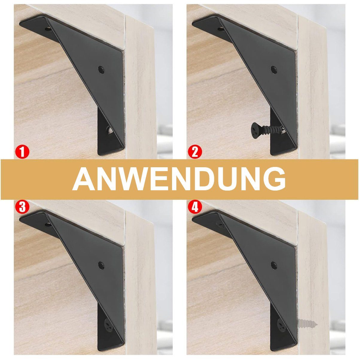 götäzer Winkelverbinder Winkelklammern aus Metall, schwarz, 12 Stück, Stahlklammern, (1-St), 90°-Winkelverbinder Winkelzubehör-Verbindungshalterung