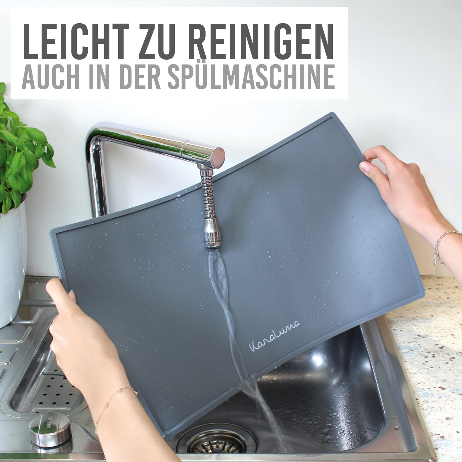 KaraLuna Futternäpfe KaraLuna Napfunterlage aus Silikon 60x40 cm eckig grau
