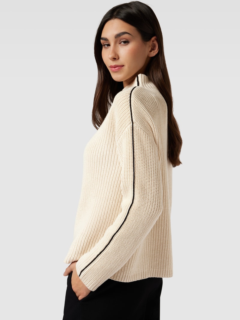 Strickpullover mit Stehkragen Modell 'Puntsi' in ecru