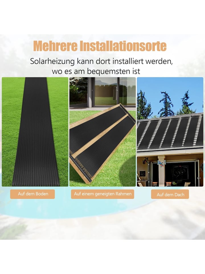 COSTWAY Solarkollektor Poolheizung 5m in Schwarz günstig kaufen onesize