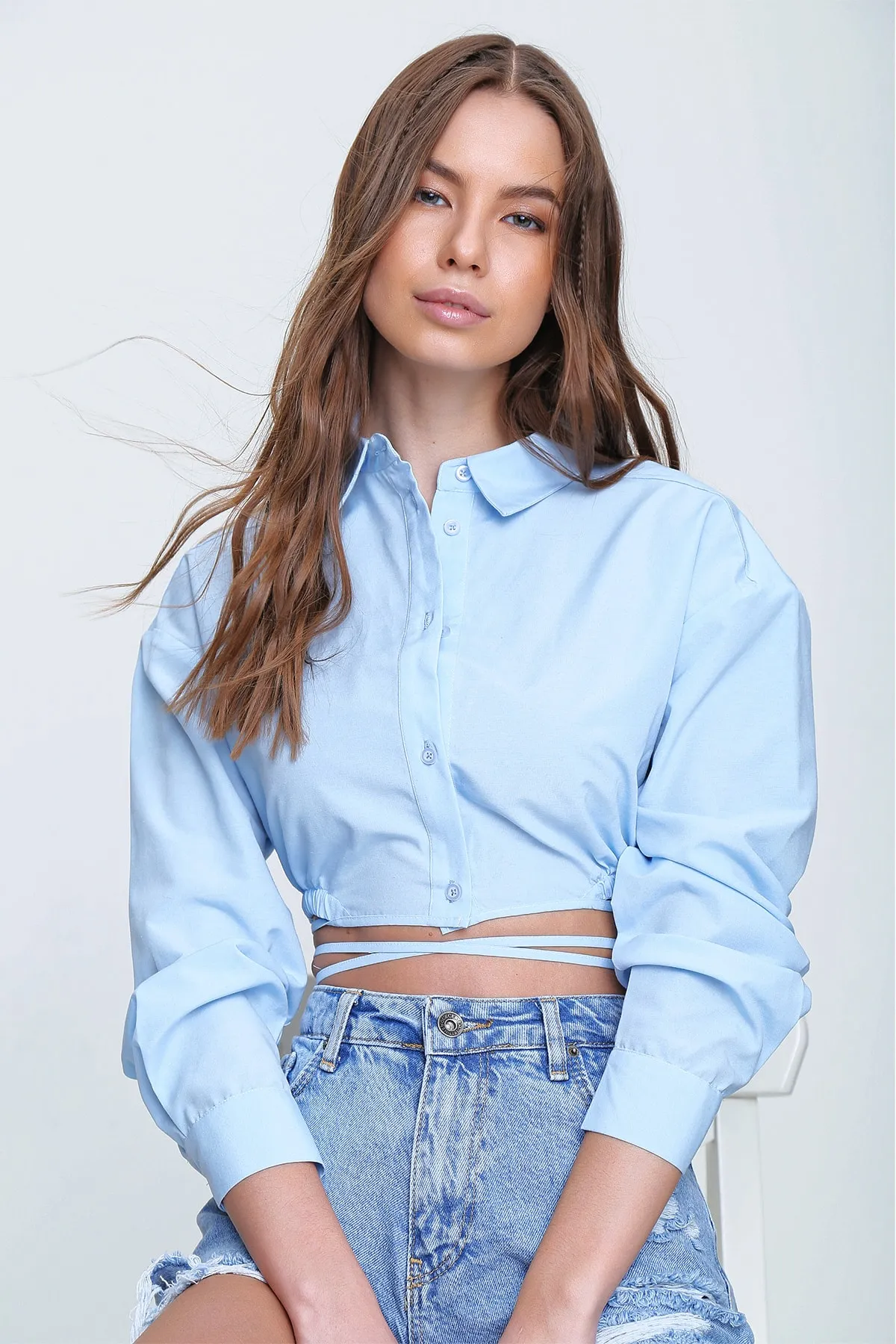 Trend Alaçatı Stili  Hemd - Blau - Slim Fit