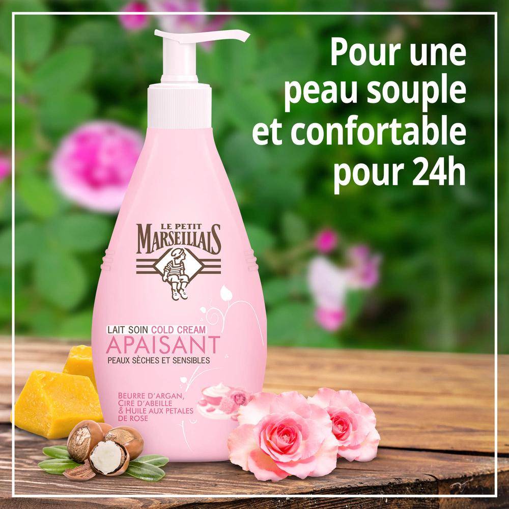 le petit marseillais Lait Corps Hydratant, Beurre d'Argan Cire d'Abeille et Pétales de Rose, 250ml Lait corps