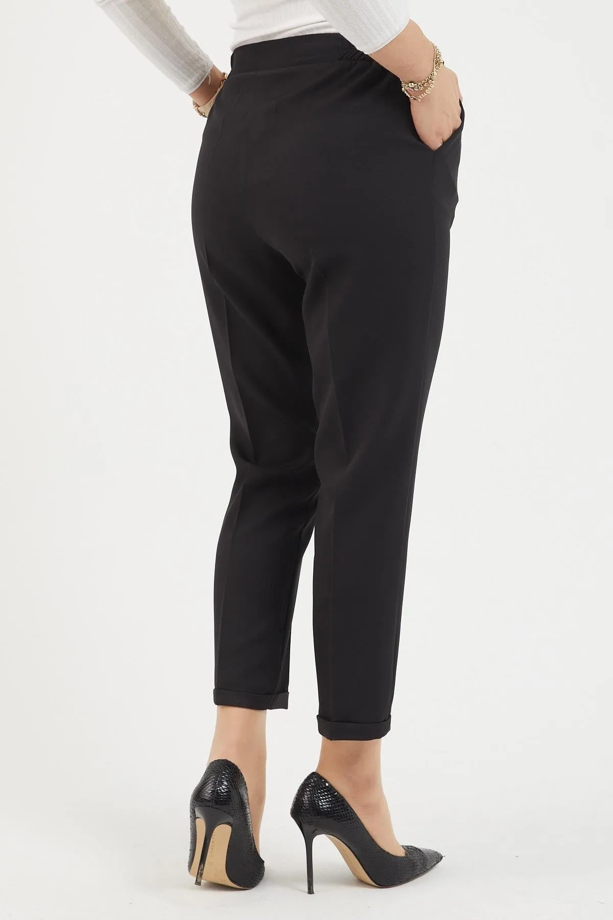 Modamihram  Hose mit elastischem Bund und doppeltem Bein, Schwarz 12211