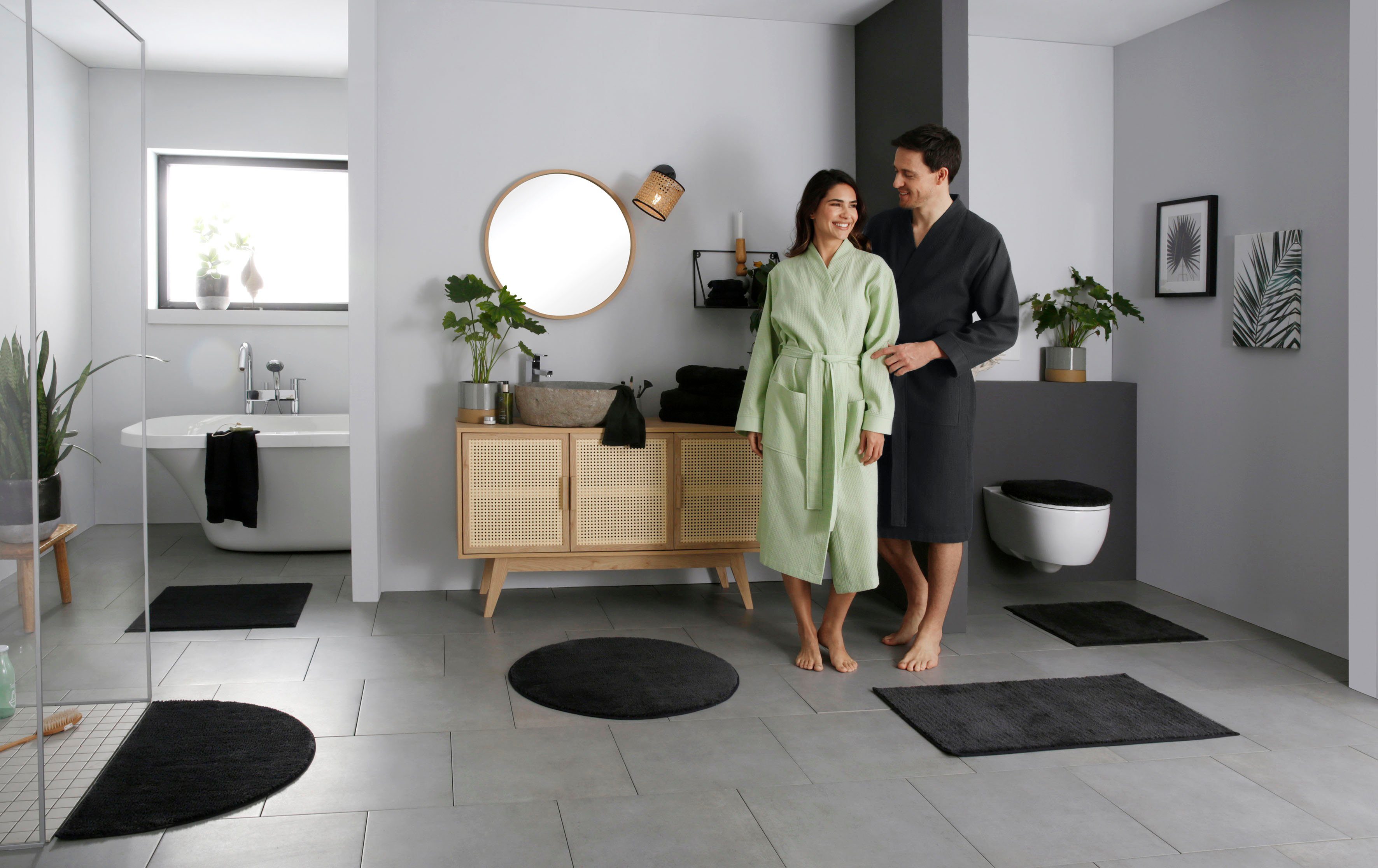 Badematte Vanessa my home, Höhe 10 mm, rutschhemmend beschichtet, fußbodenheizungsgeeignet, schnell trocknend, strapazierfähig, Polyester, rechteckig, Badteppich, weiche Haptik, unifarben