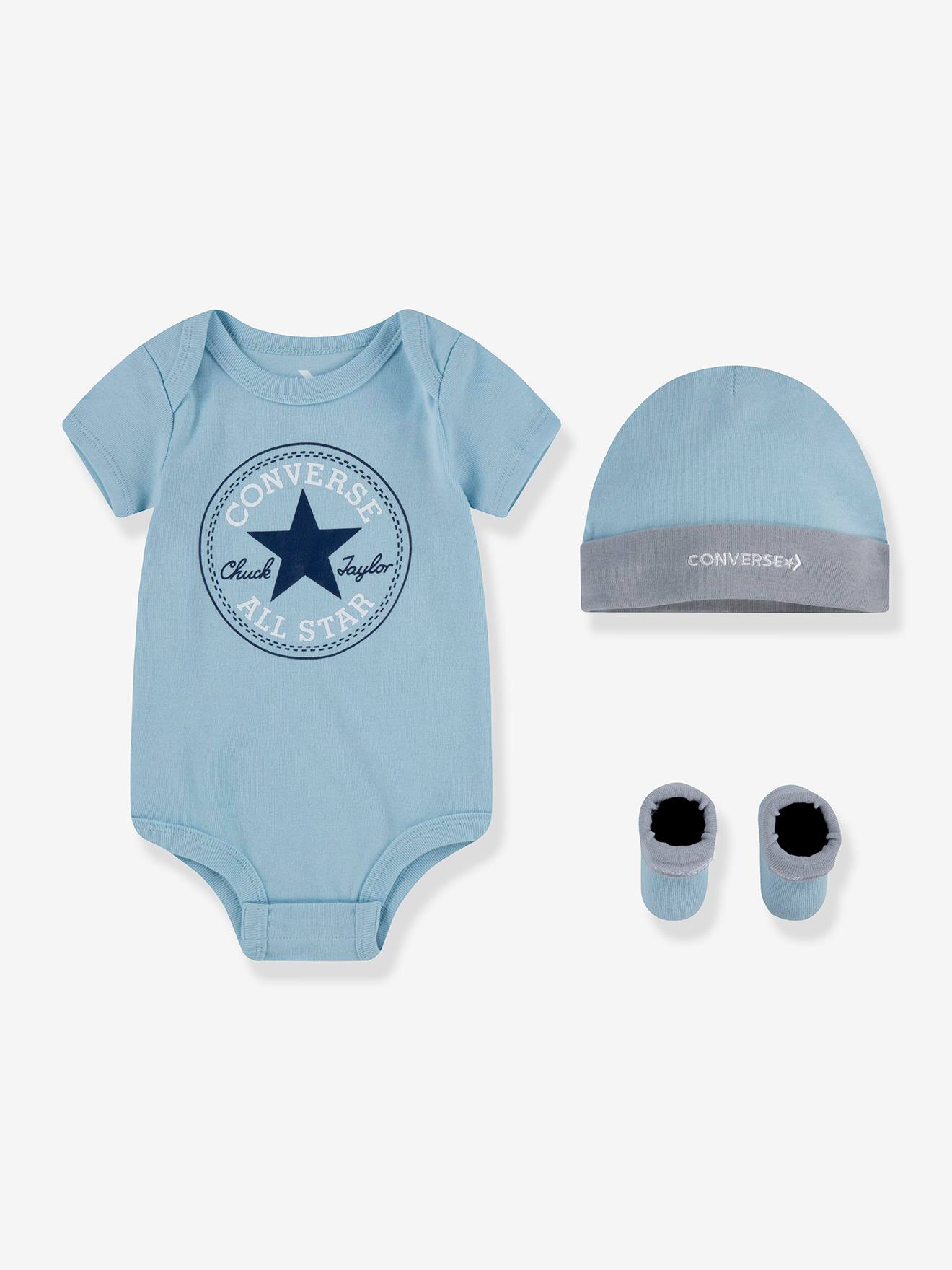 Ensemble 3 pièces chaussons + body + bonnet Converse® rose