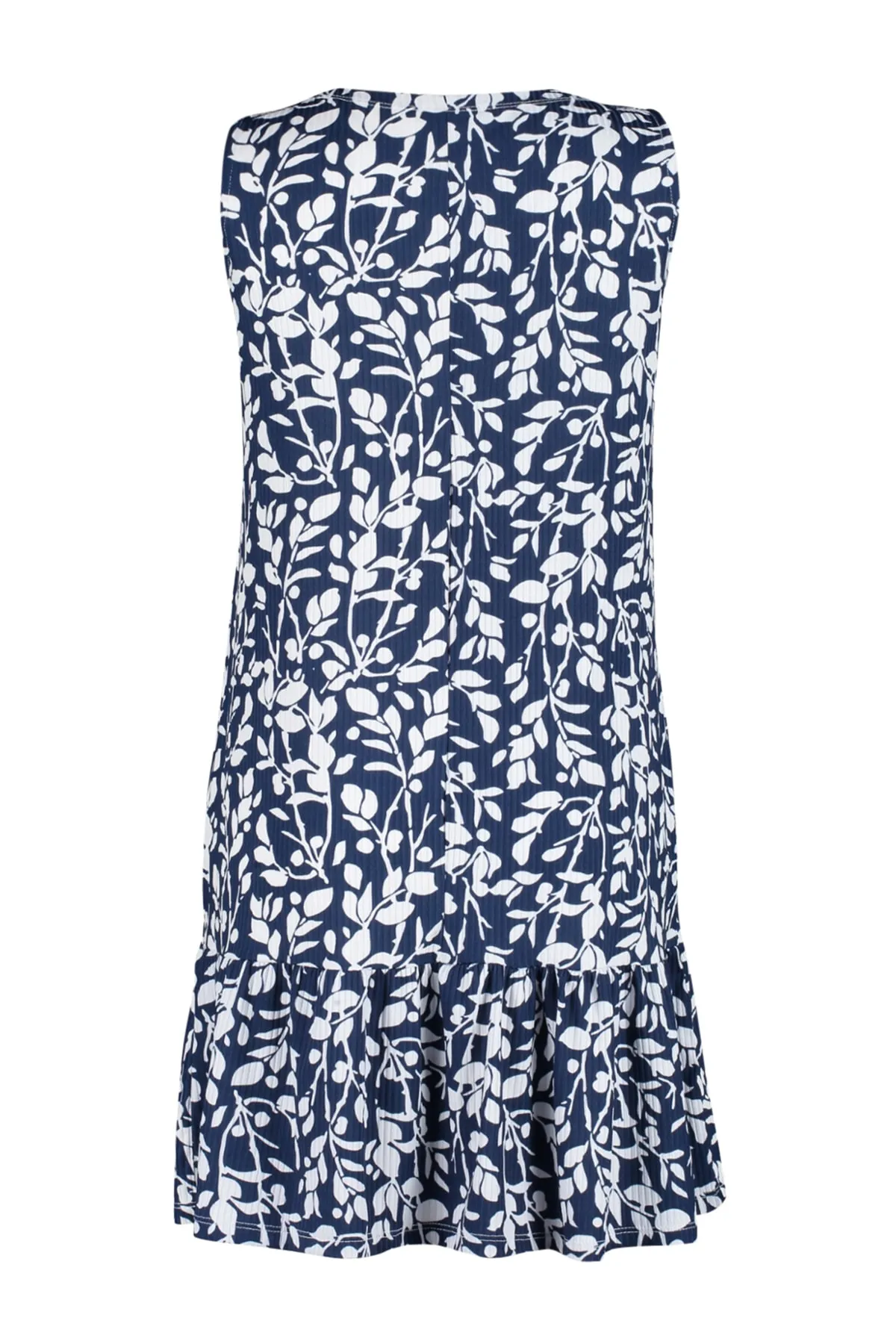 Trendyol Collection  Indigofarbenes, ärmelloses, flexibles Strickkleid mit Rüschen und Volants in Indigo-Optik TWOSS22EL0794