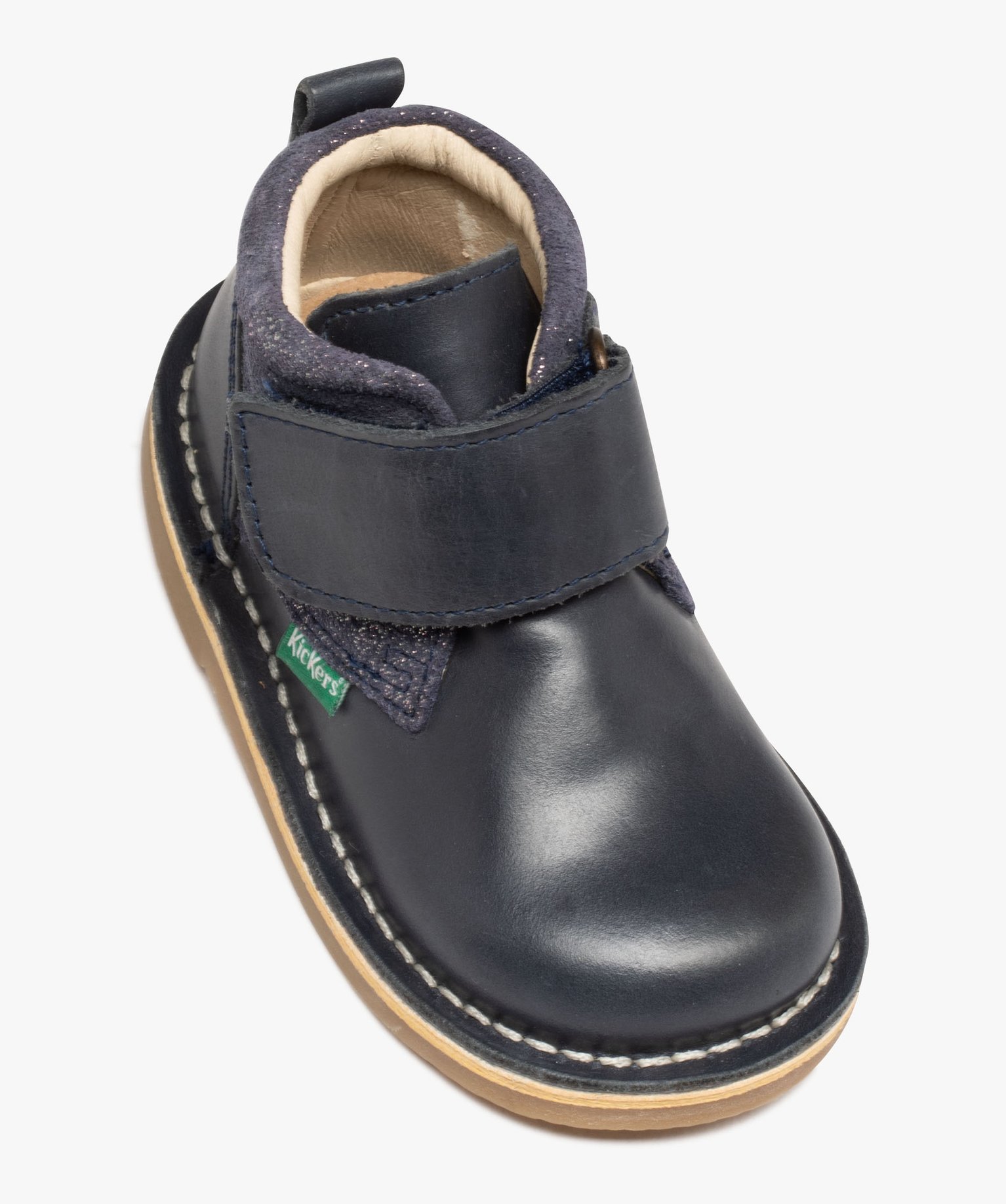 Boots bébé fille en cuir avec col à paillettes et scratch... marine | GEMO