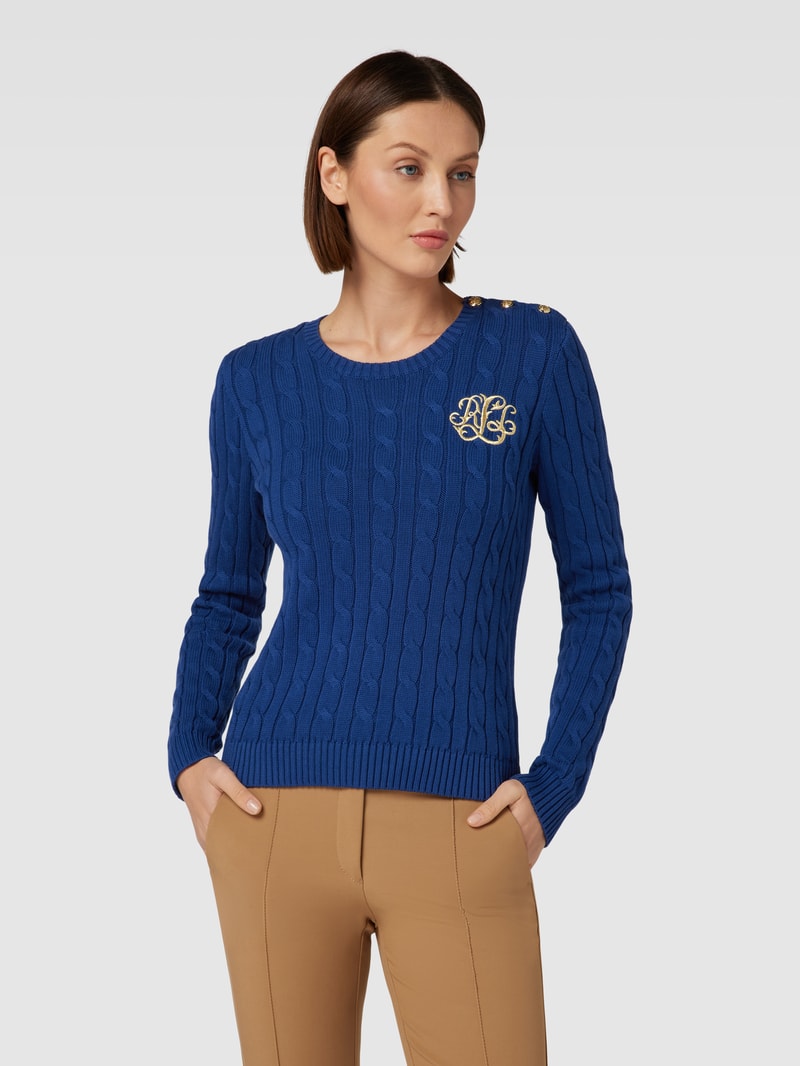 Strickpullover mit gerippten Abschlüssen in royalblau