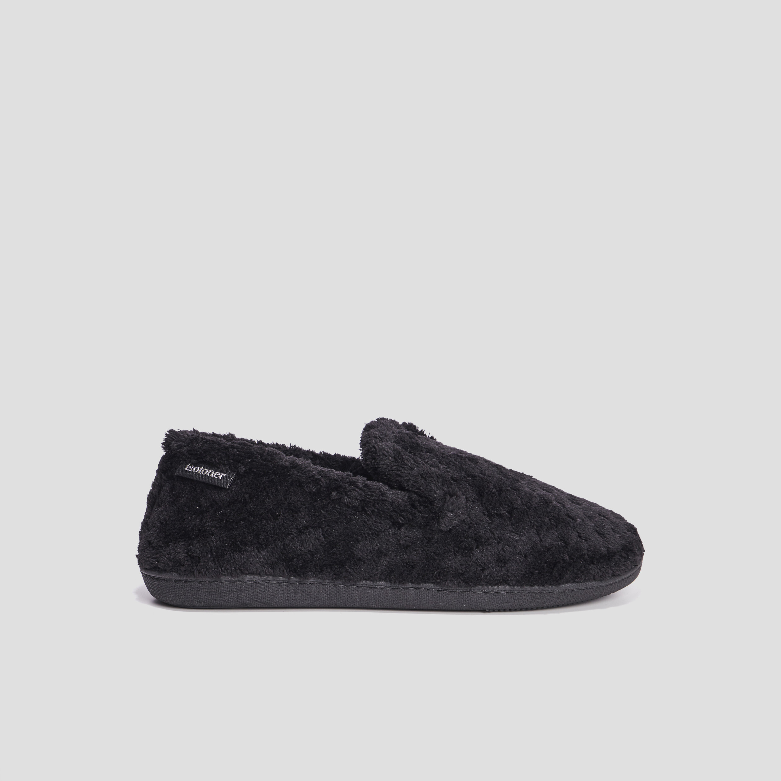 Chaussons charentaises fourrure Isotoner noir femme | La Halle