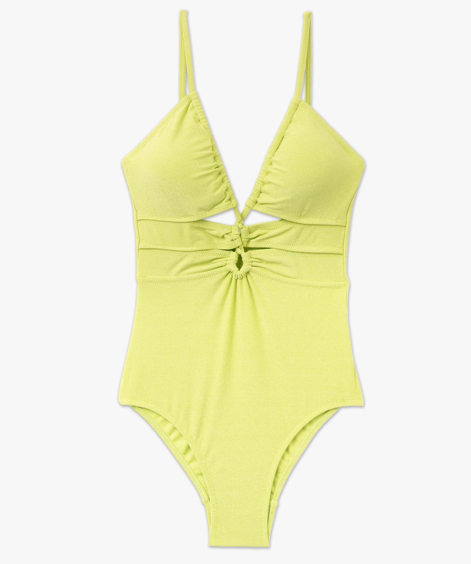 Maillot de bain femme 1 pièce pailleté haut triangle vert | GEMO