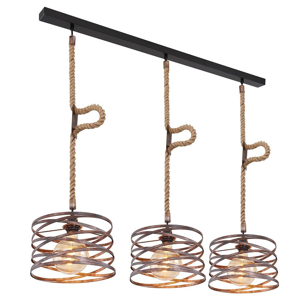 etc-shop Hängeleuchte, Leuchtmittel nicht inklusive, Hanfseil Pendelleuchte Retro Vintage Wohnzimmer Lampe Industrie