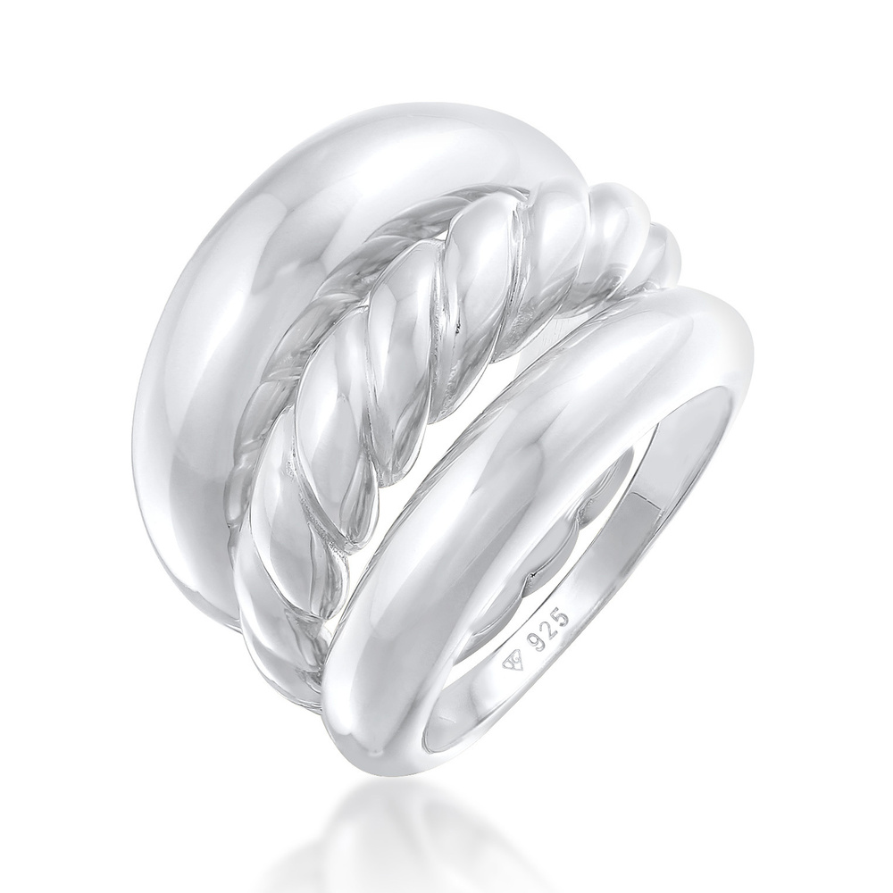 Elli PREMIUM Elli PREMIUM Bague Femmes Ensemble Basique Torsadé en Argent Sterling 925 Rhodié Bague