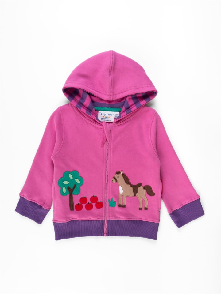 Toby Tiger Sweatjacke mit Hillside Pferd Applikation in rosa günstig kaufen