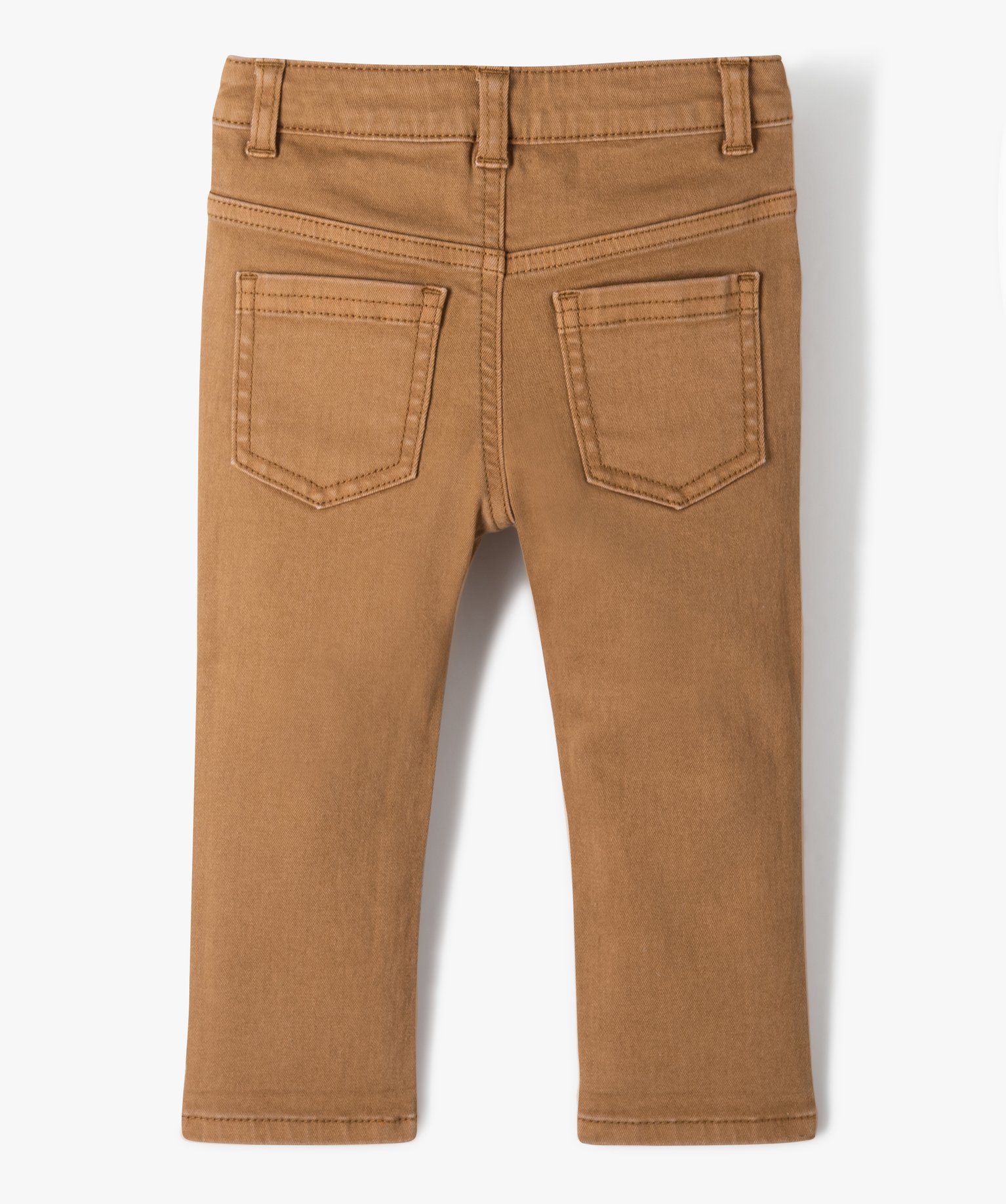Pantalon bébé Garçon slim en toile extensible unie marron | GEMO