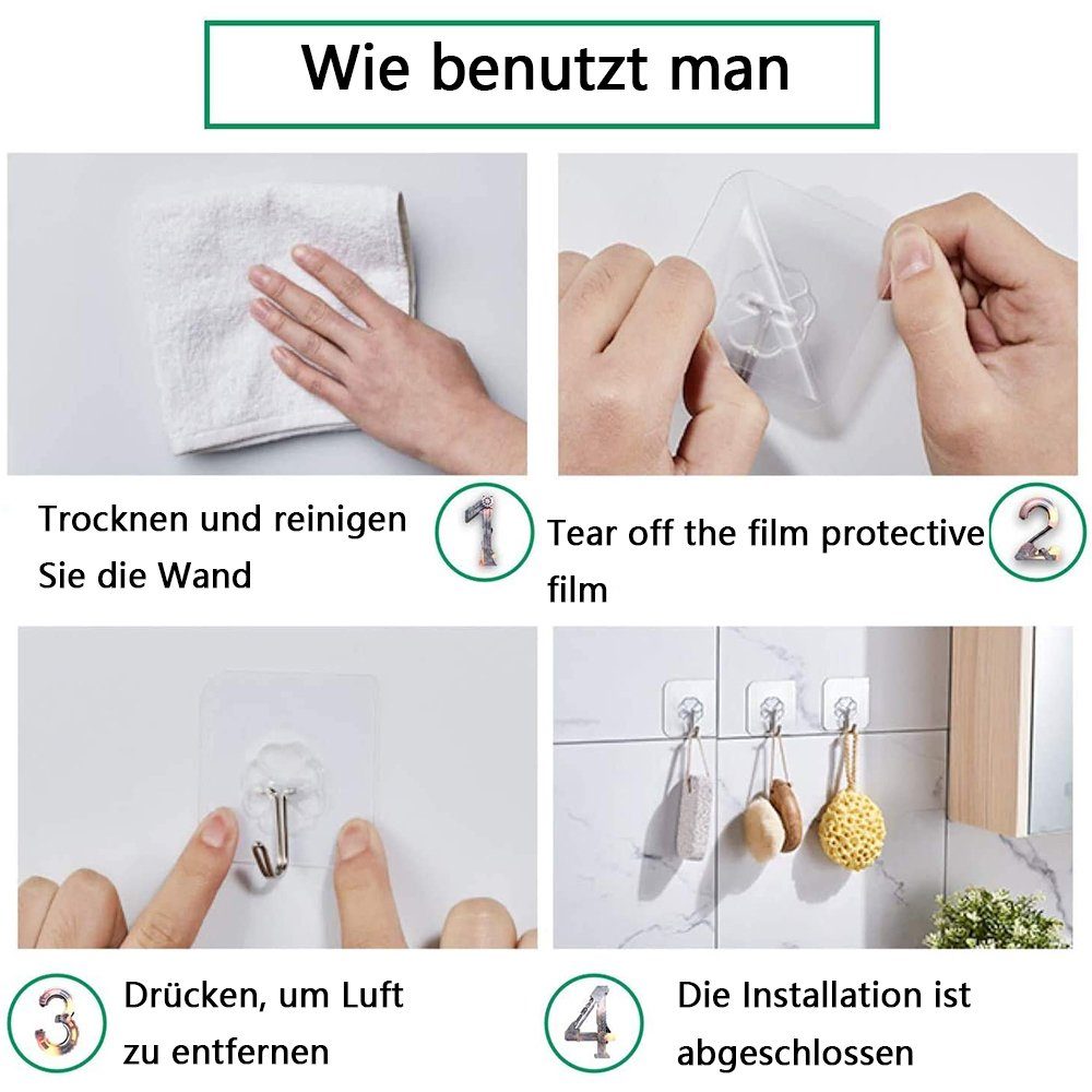 FeelGlad Wandhaken Handtuchhaken,Wasserfest,Transparente,Ohne Bohren