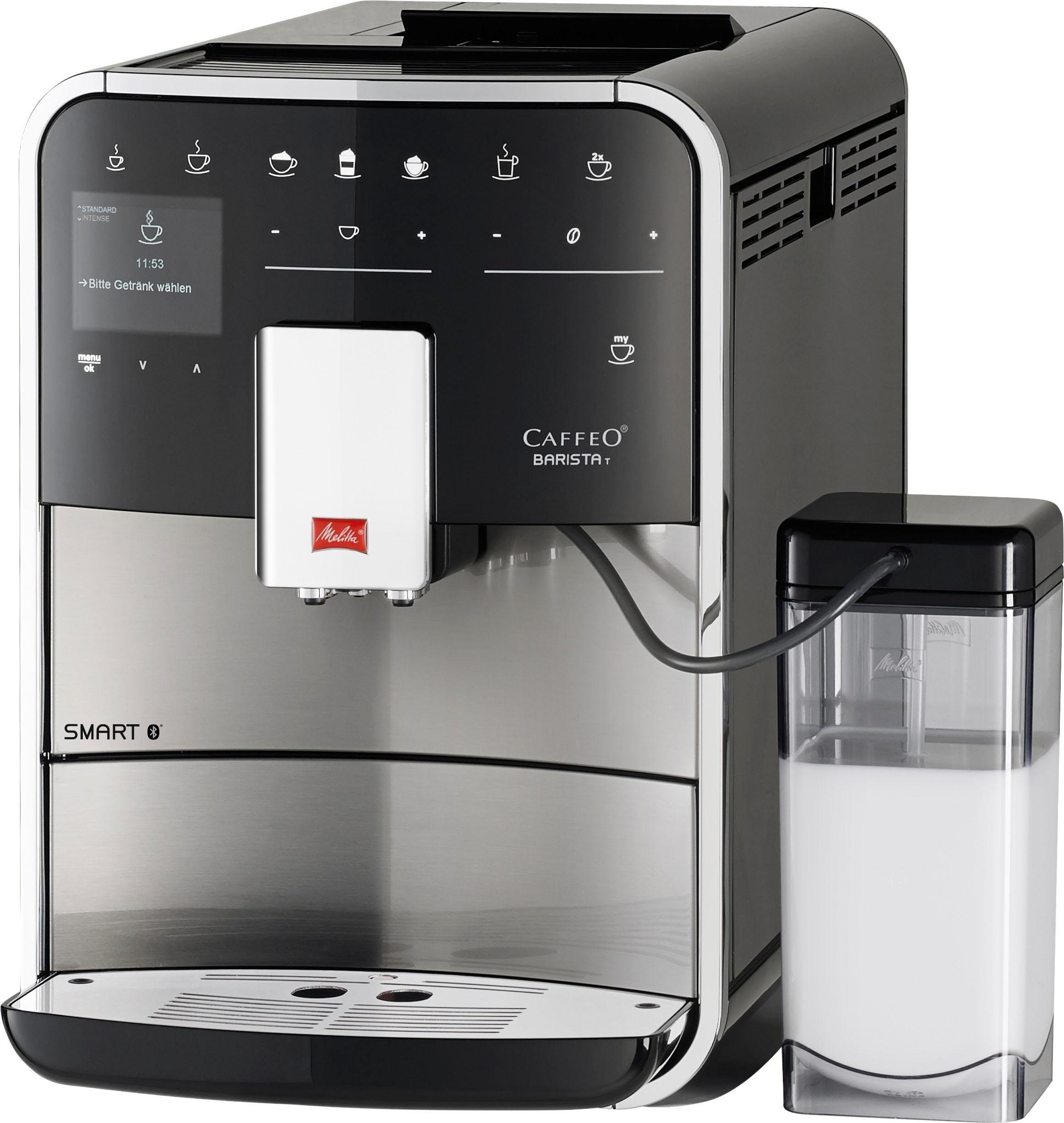 Melitta Kaffeevollautomat Barista T Smart® F 84/0-100, Edelstahl, Hochwertige Front aus Edelstahl, 4 Benutzerprofile & 18 Kaffeerezepte