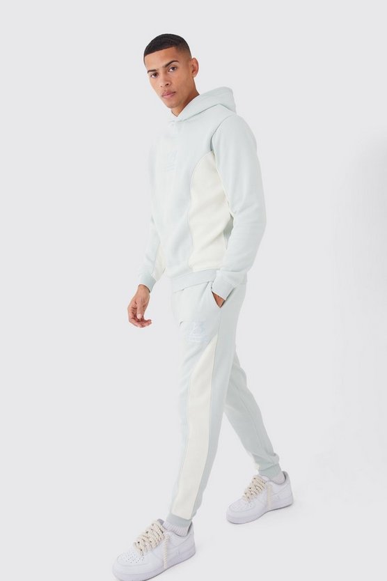 Bestickter Slim-Fit Colorblock Trainingsanzug