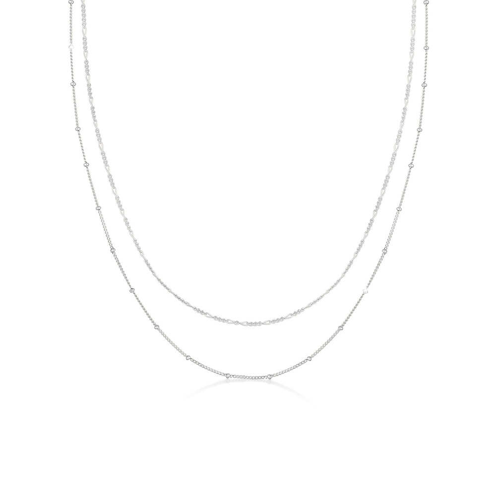 Elli Elli Collier Couche Chaîne de Figaro Chaiîne á Boules Basic Collier Femme - (925/ collier