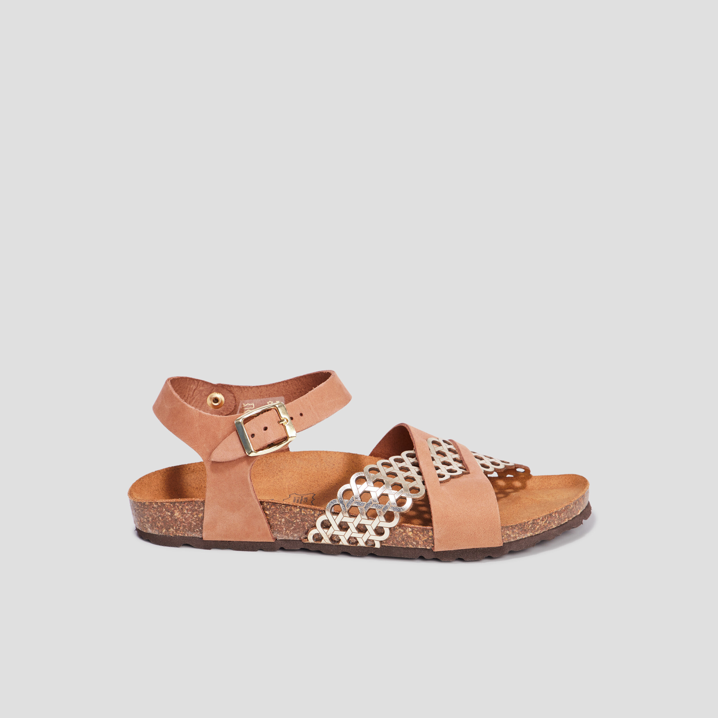 Sandales brides croisées en cuir Creeks marron femme | La Halle