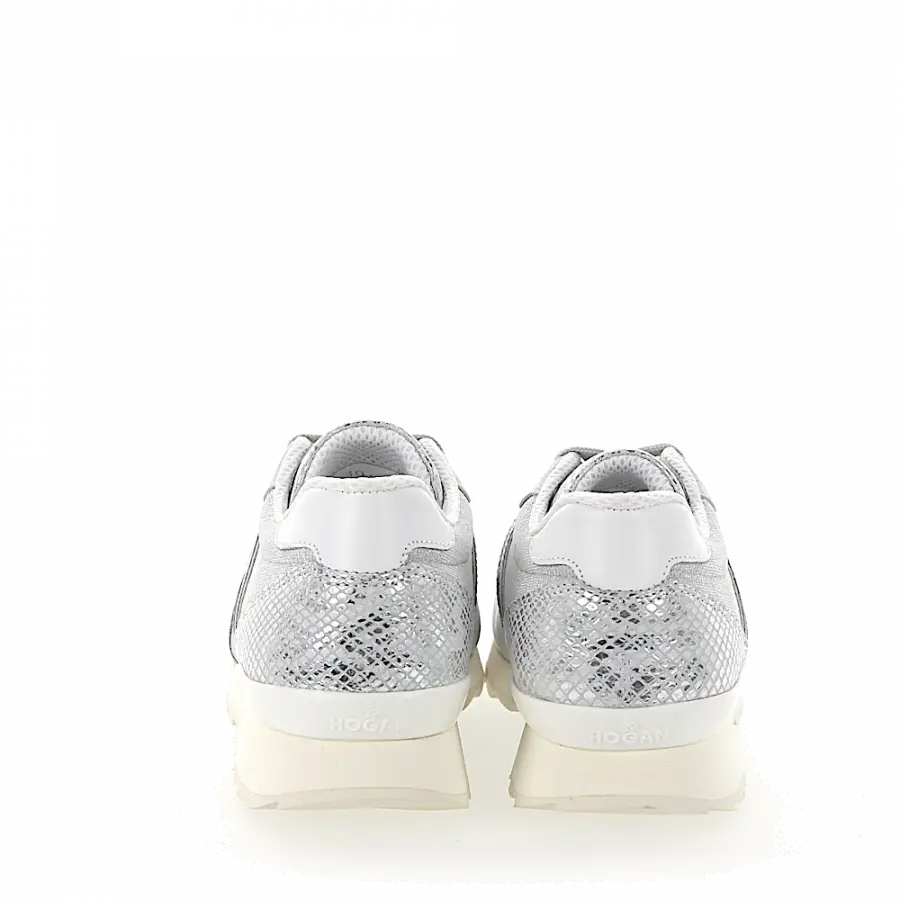 Hogan - Sneaker R261 Glitter Kalbsleder Textil hellgrau silber - grau