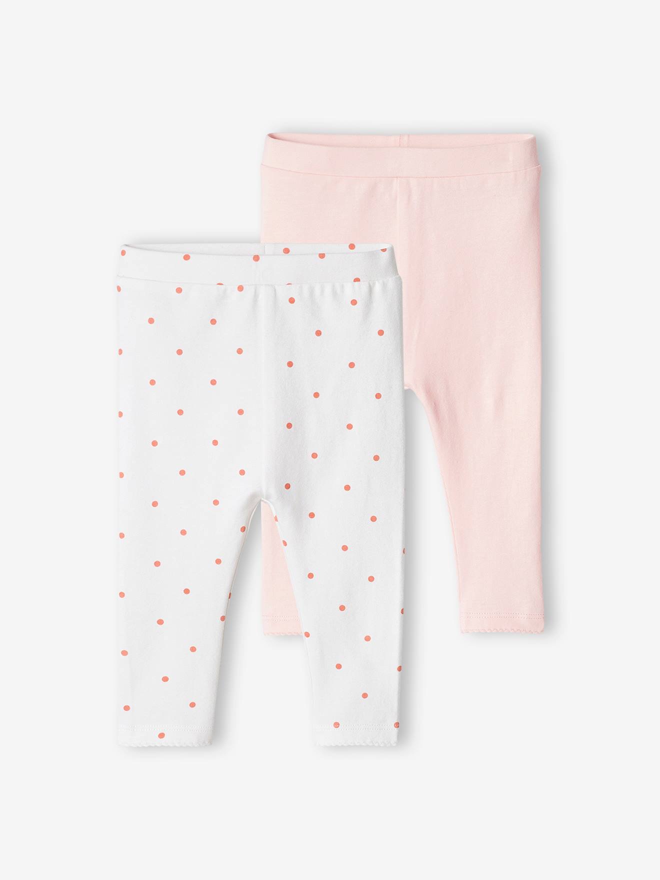 Lot de 2 leggings basic bébé BASICS rose pâle