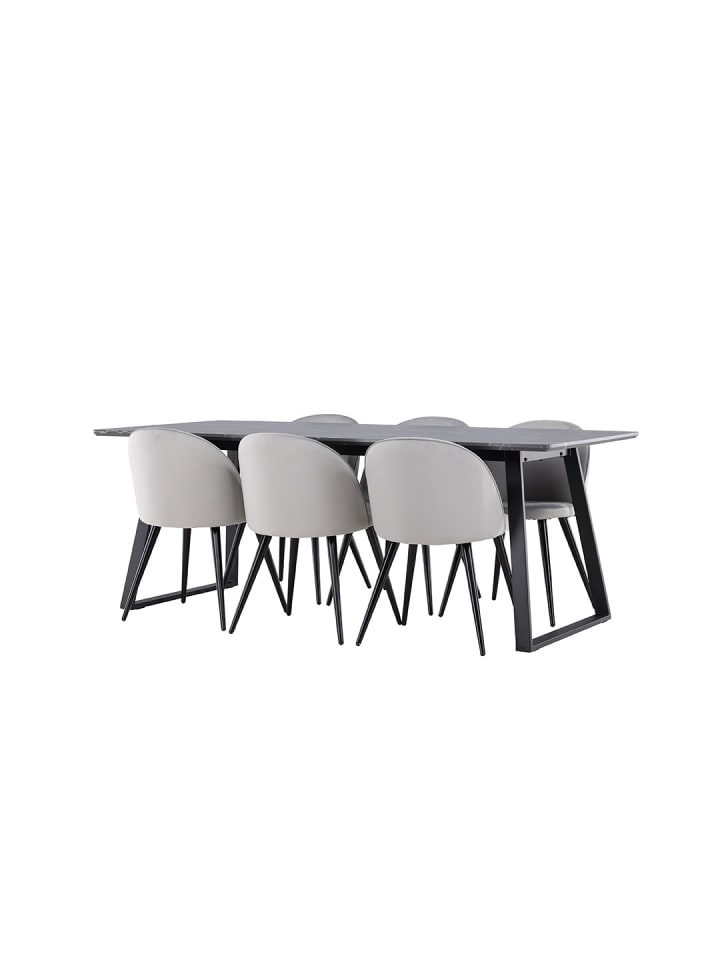 ebuy24 Essgruppe Malaga (7-teilig) Grau 200 x 90 cm günstig kaufen onesize