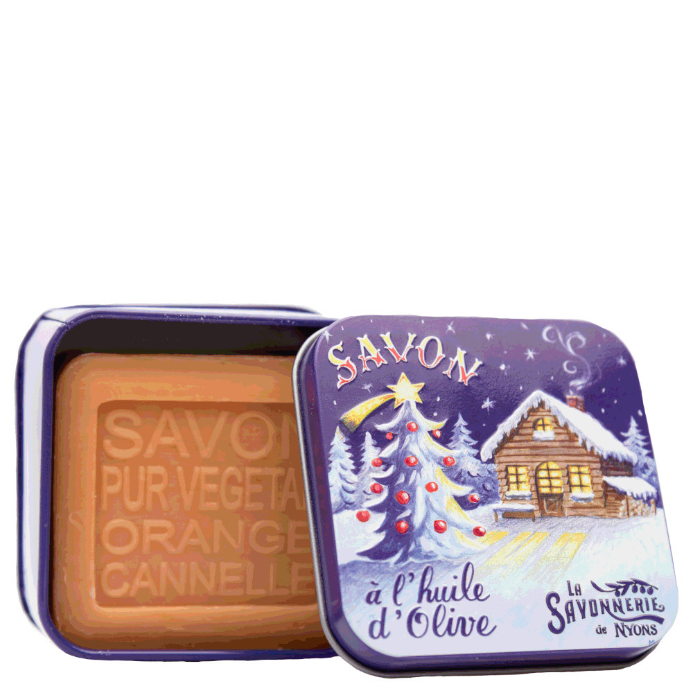 La savonnerie de nyons Savon 100g Orange-Cannelle et Boîte Métal Chalet Savon