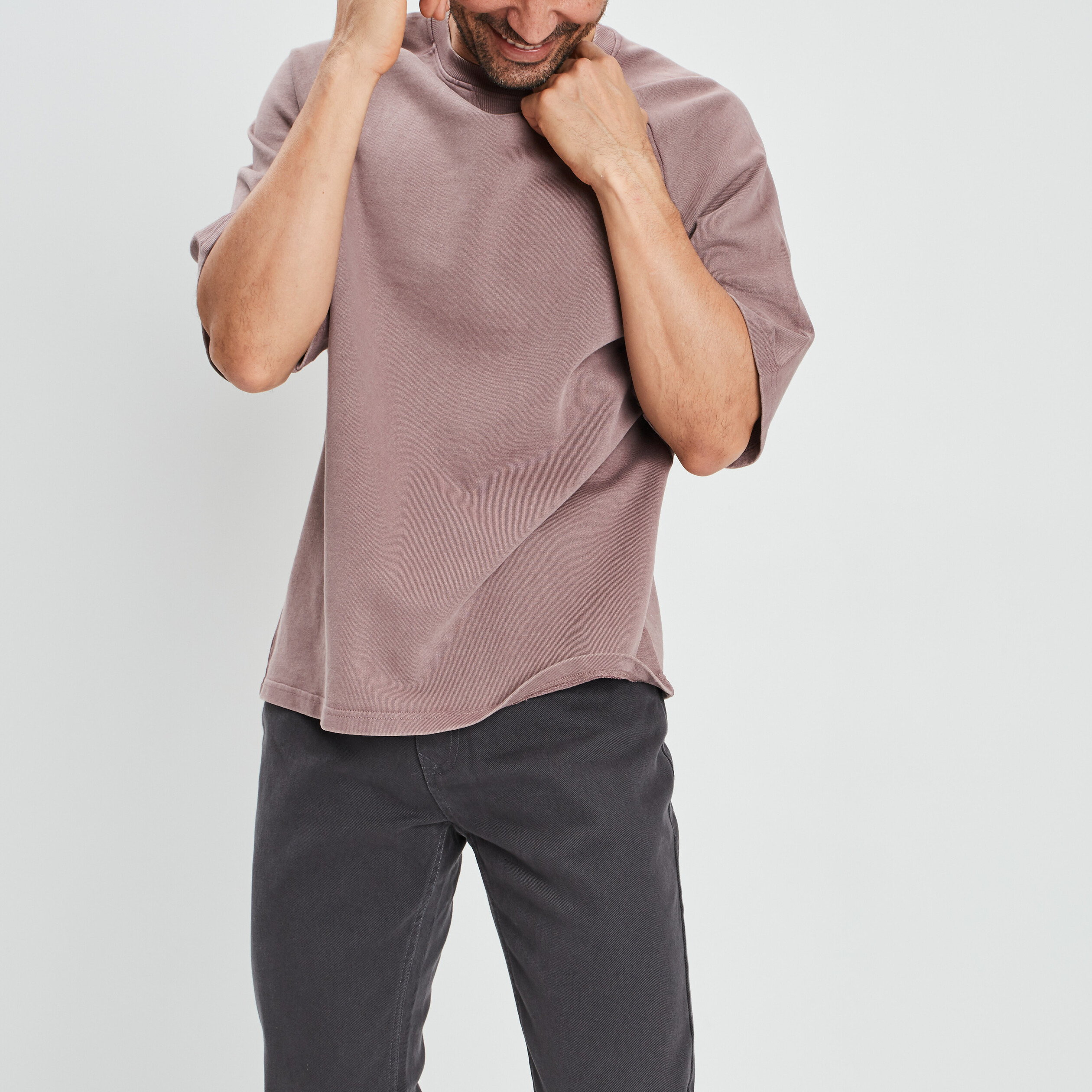 T-shirt manches courtes vieux rose homme | La Halle