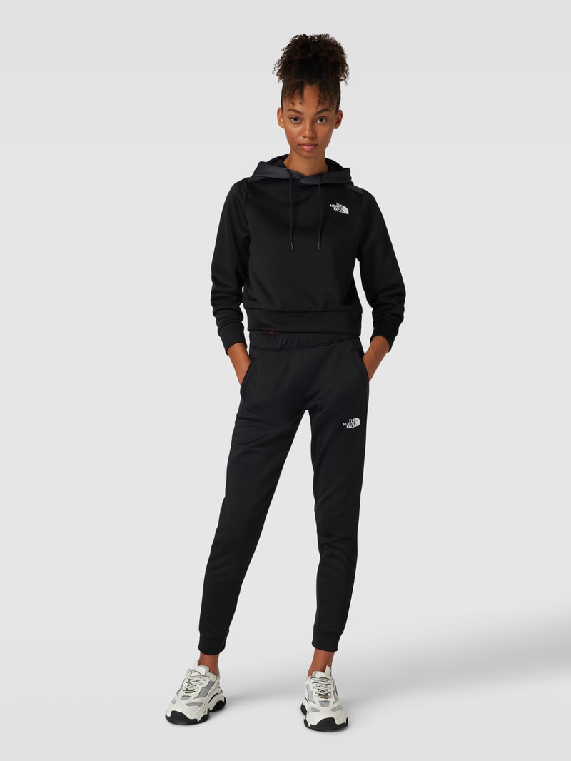 Cropped Hoodie mit Label-Print Modell 'REAXION' in schwarz