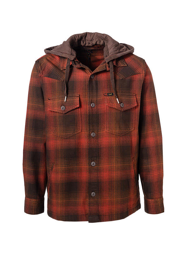 Lee, Kapuzenjacke, Baumwolle, espresso-orange kariert