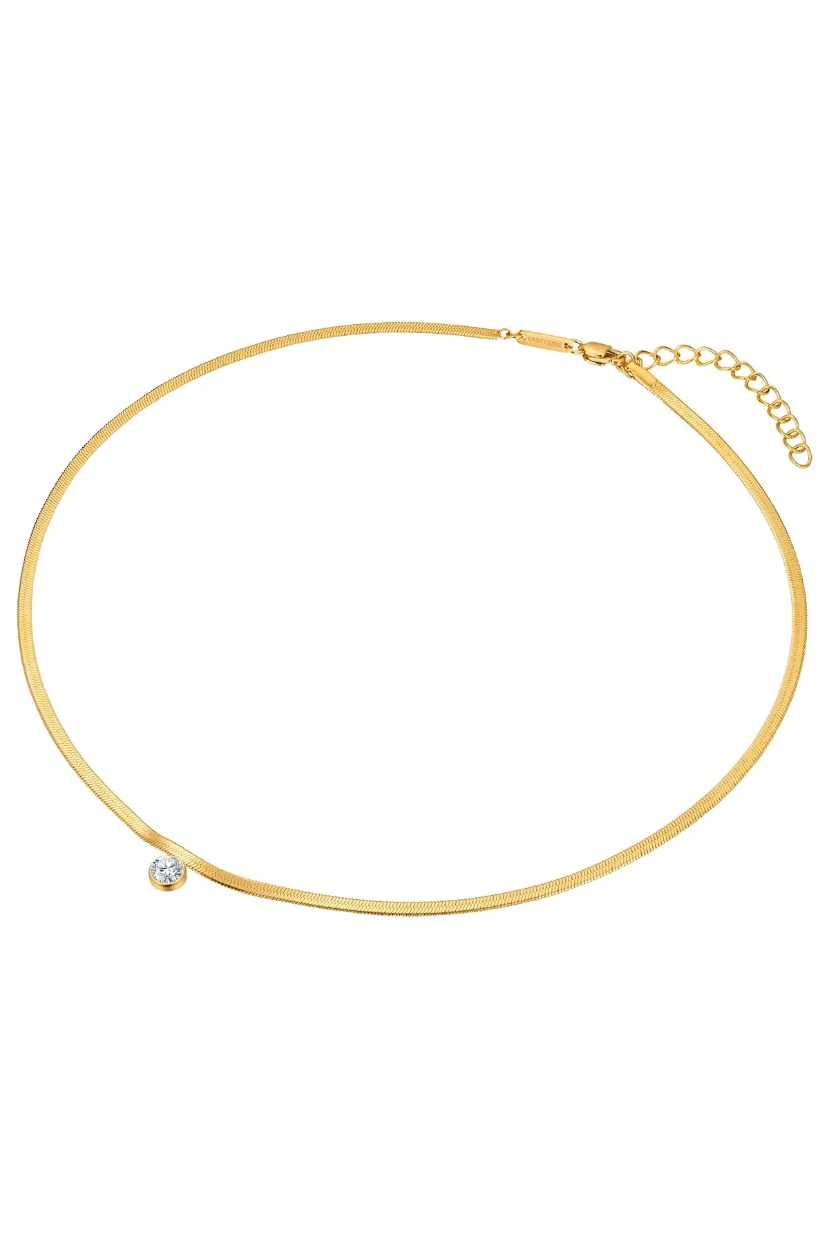 eastside  Edelstahlhalskette Kette mit Anhänger Edelstahl gelbgold Zirkonia weiß