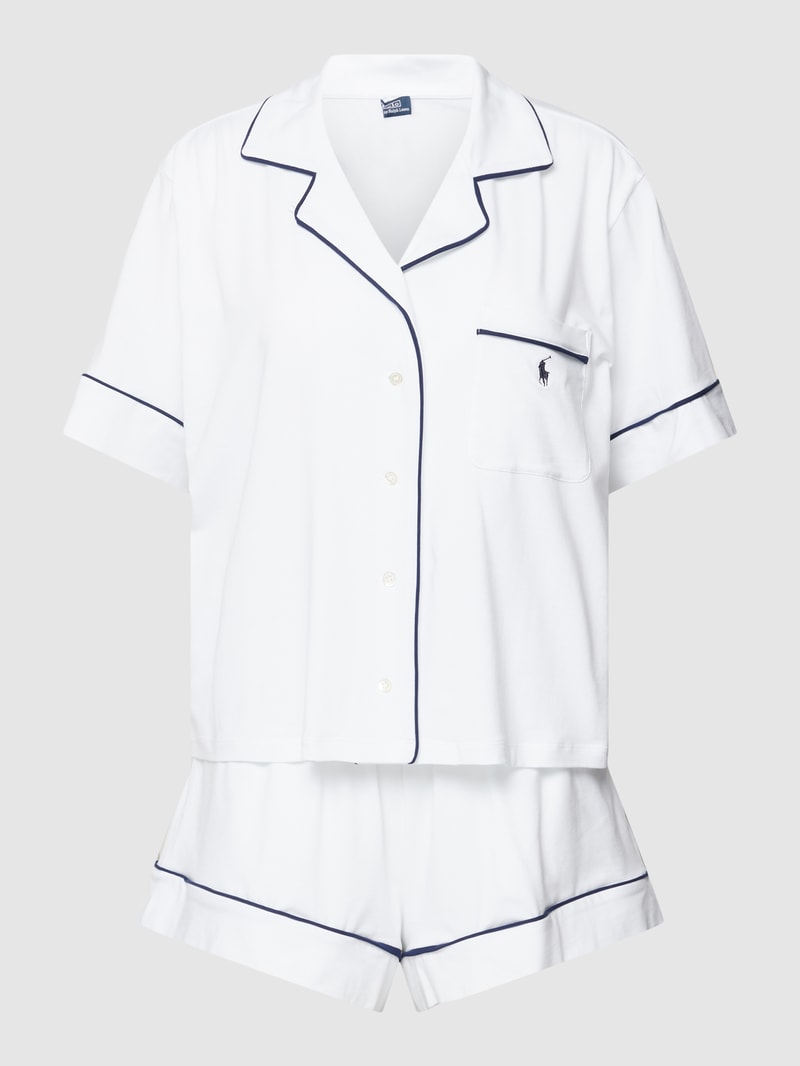 Pyjama mit Label-Stitching in weiß