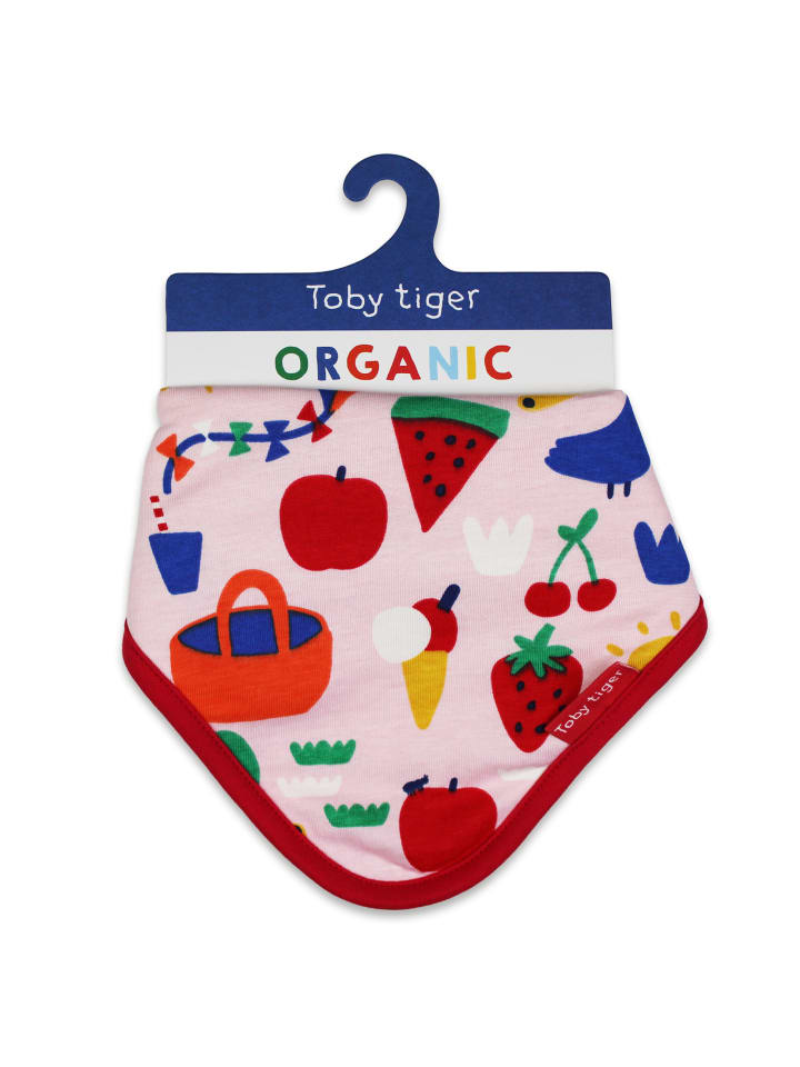 Toby Tiger Dreiecktstuch mit Picknick Print in rosa günstig kaufen 0