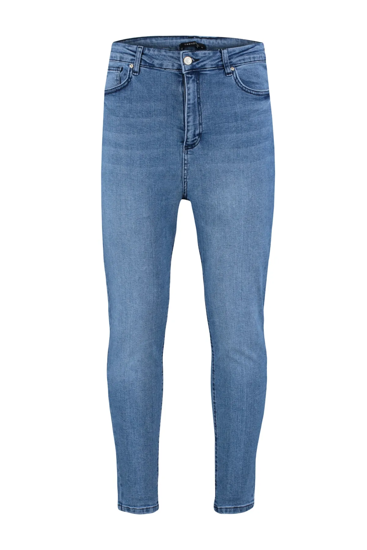 Trendyol Curve  Hellblaue, dehnbare Skinny-Jeans mit hoher Taille TBBAW23CJ00032