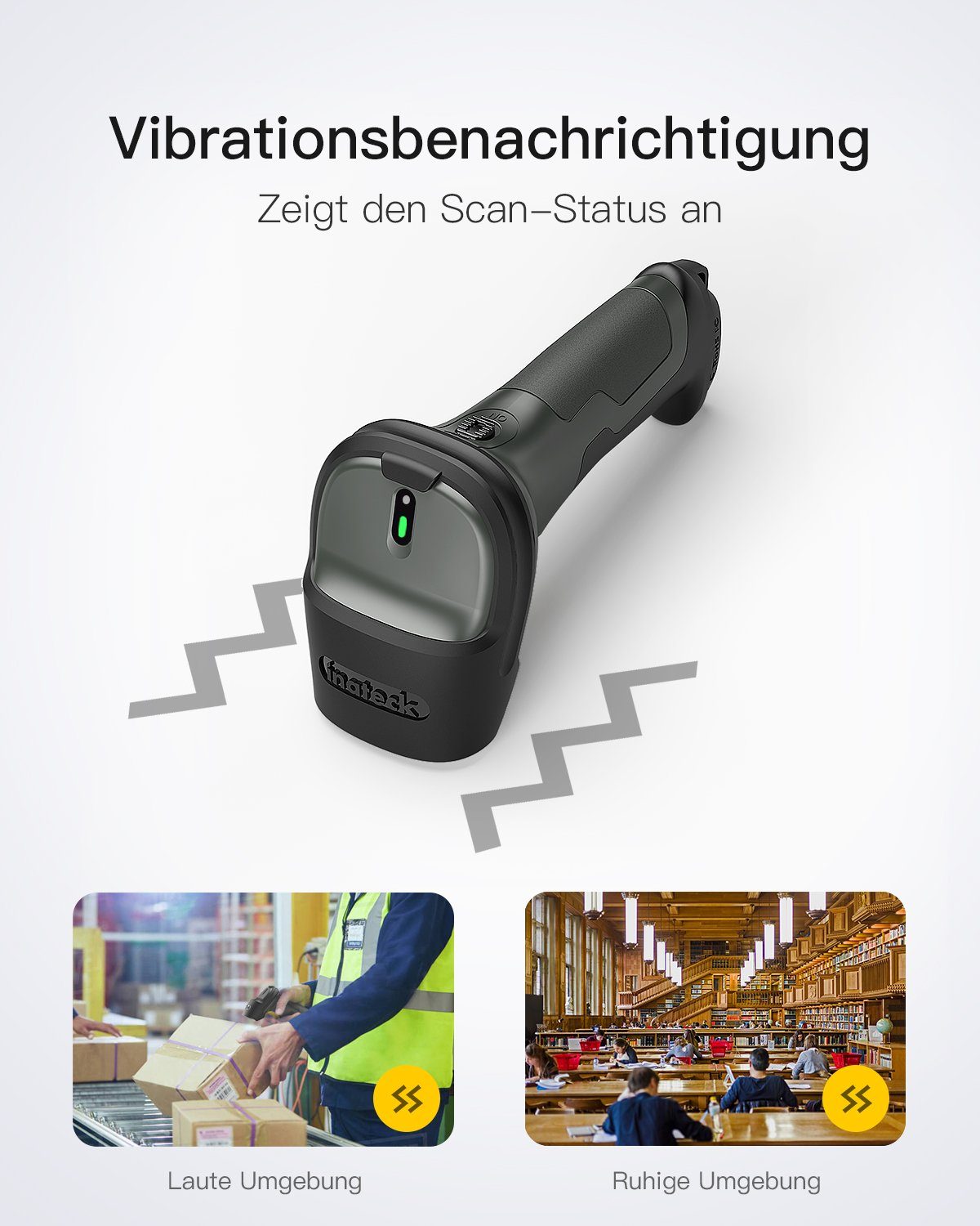 Inateck Barcode Scanner Bluetooth, 1D Wirless Barcode Scanner Handscanner