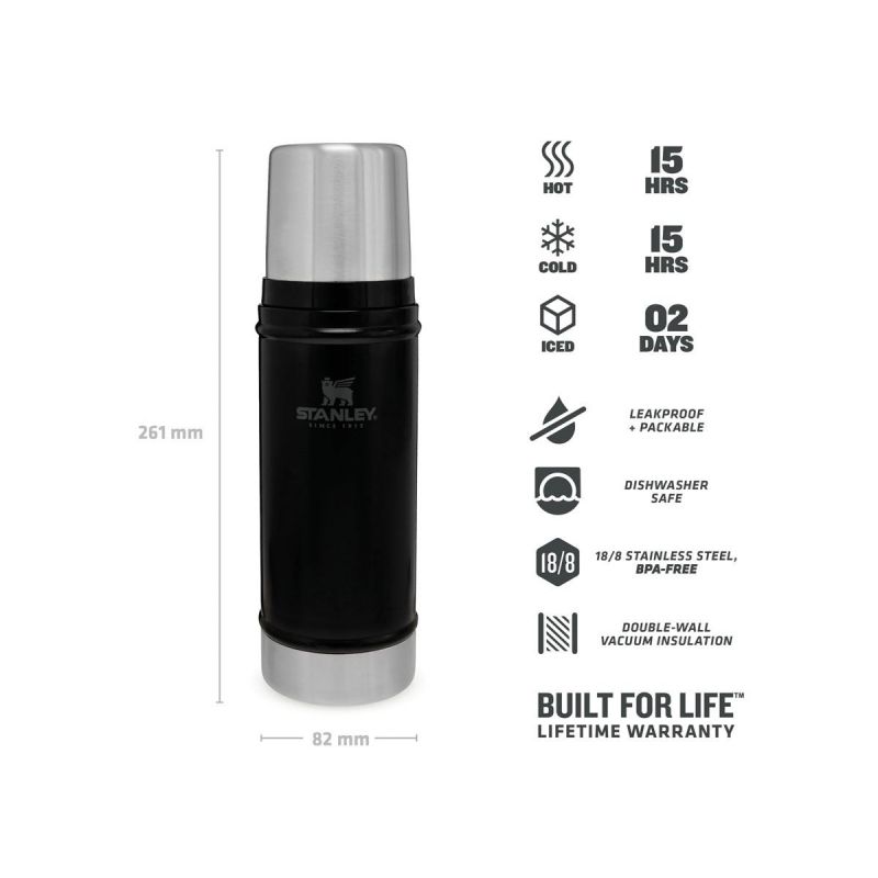 Stanley Thermoflasche, Classic Legendary Bottle Xsmall 16oz \/ 470ml Matte Black Pebble