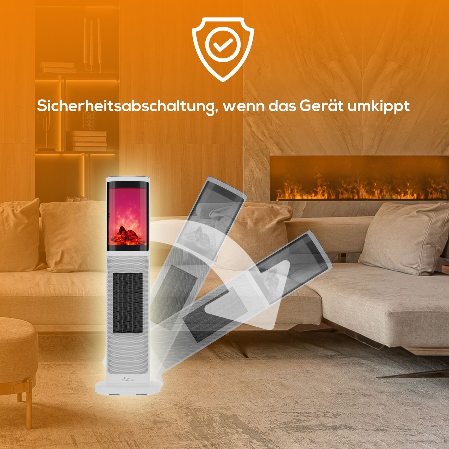 TroniTechnik Heizstrahler Turmheizer KH-064, Keramikelement, Heizgerät,Oszillation,2000W,weiß, 2000 W, zwei Heizstufen, Überhitzungsschutz und Abschaltautomatik, Thermostat