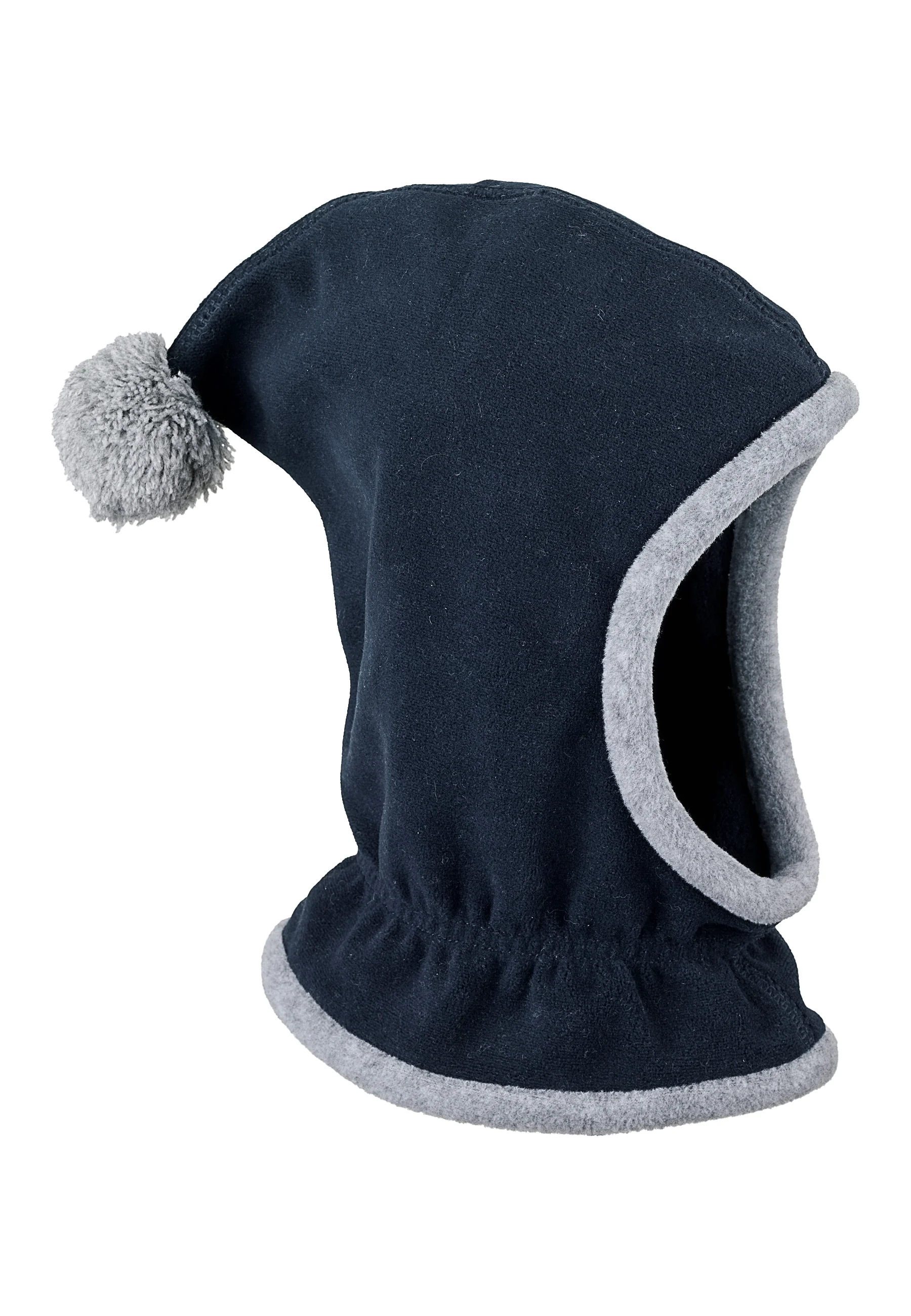 Schalmütze aus Fleece mit Zipfel und Bommel