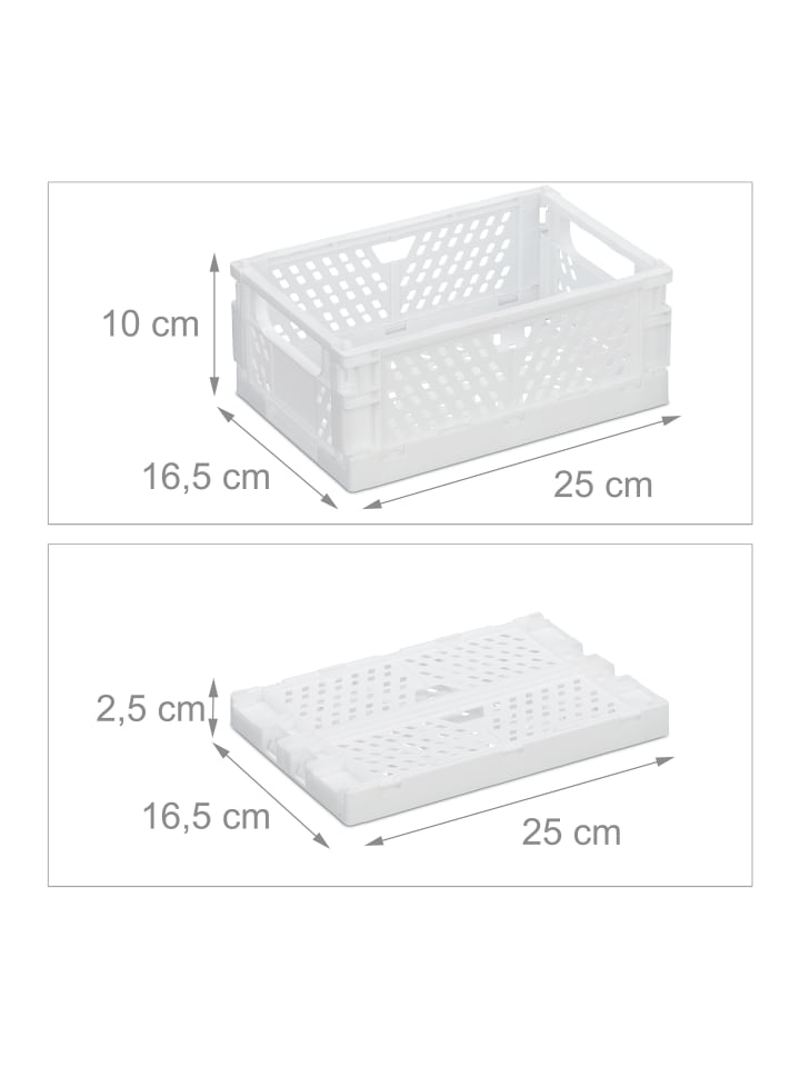 relaxdays 2 x Klappbox in Weiß - (B)25 x (H)10 x (T)16,5 cm günstig kaufen onesize