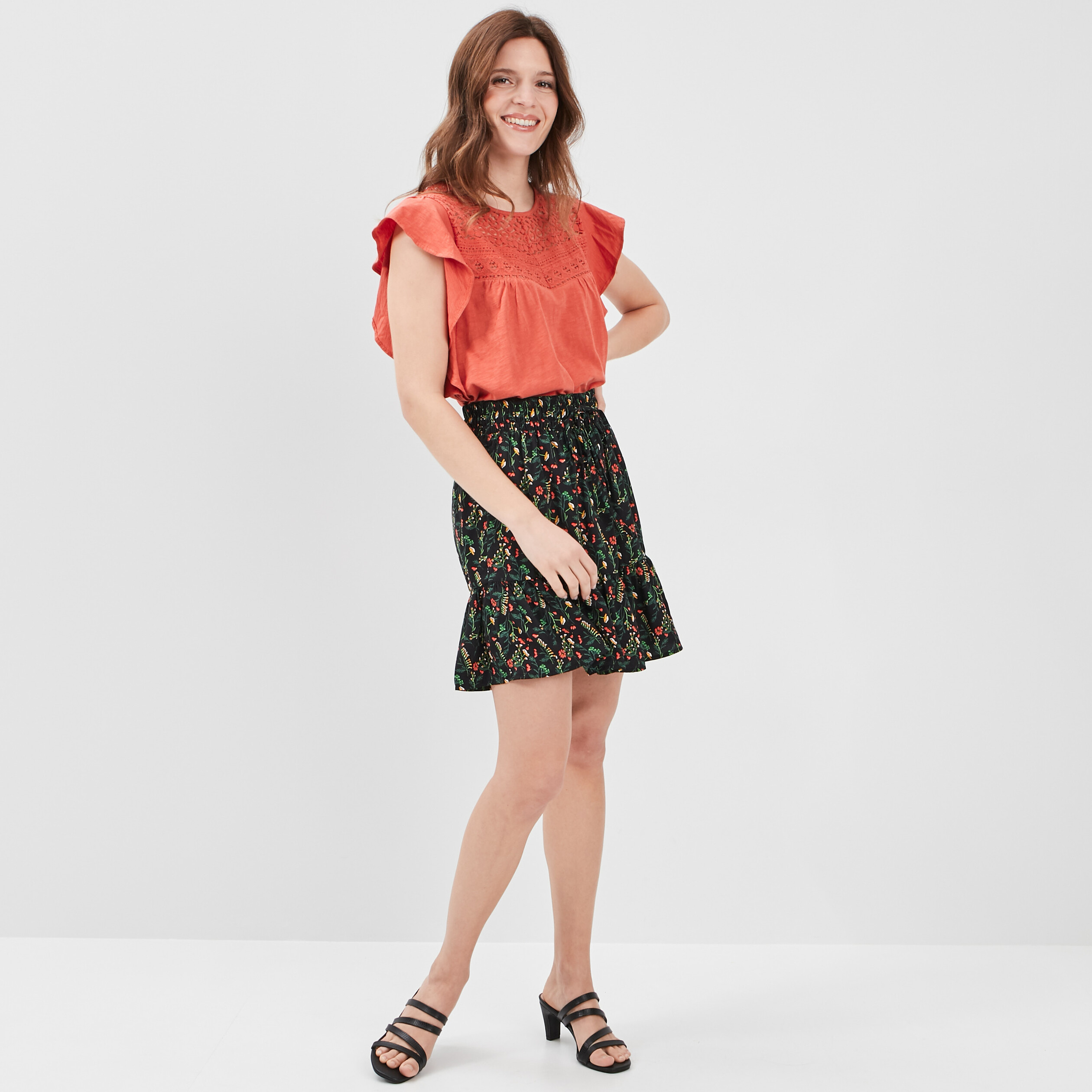 T-shirt manches courtes orange femme | La Halle