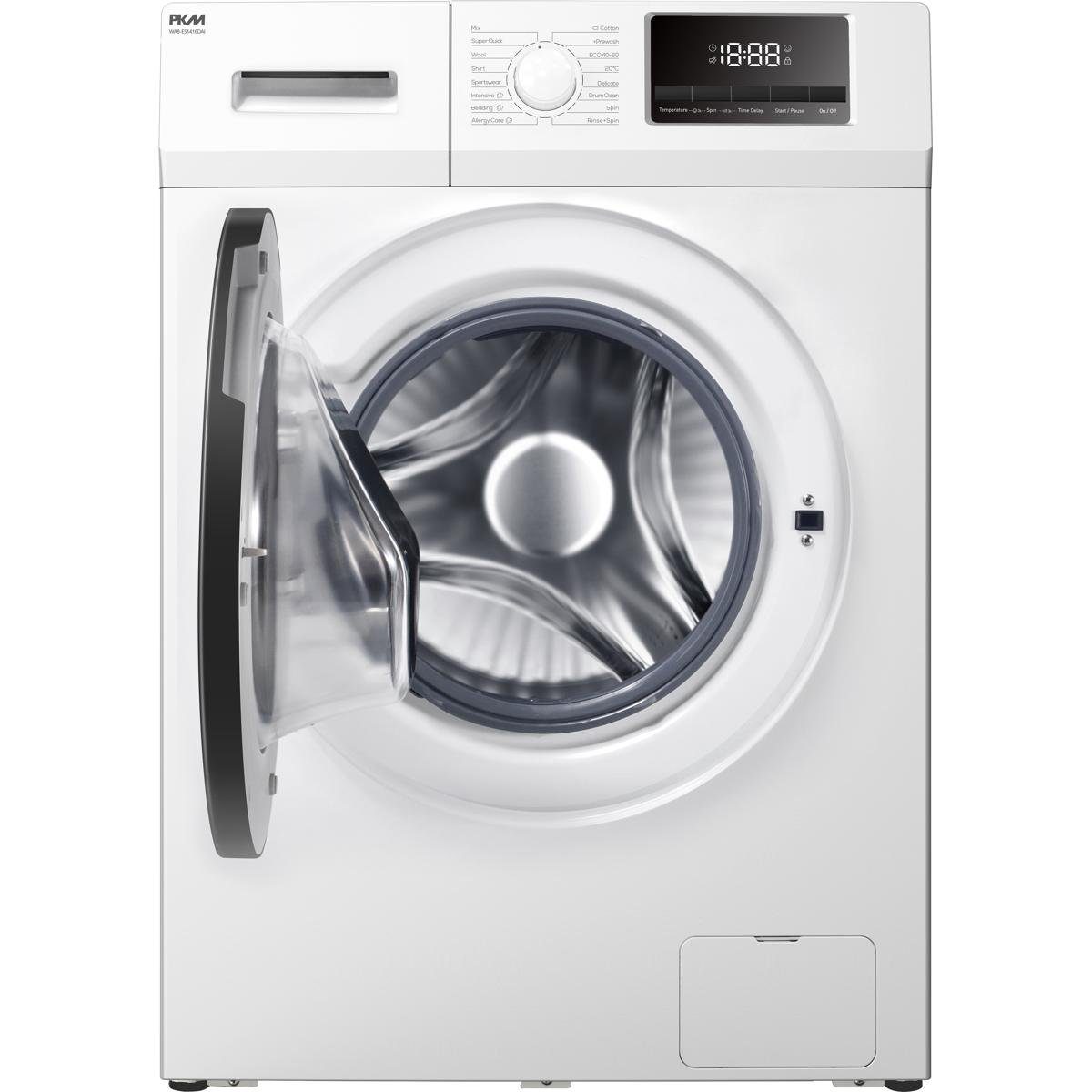 PKM Waschmaschine WA8-ES1416DAI, 8 kg, 1400 U/min, Kindersicherung, Startzeitvorwahl, ECO Programm, Unwuchtkontrolle