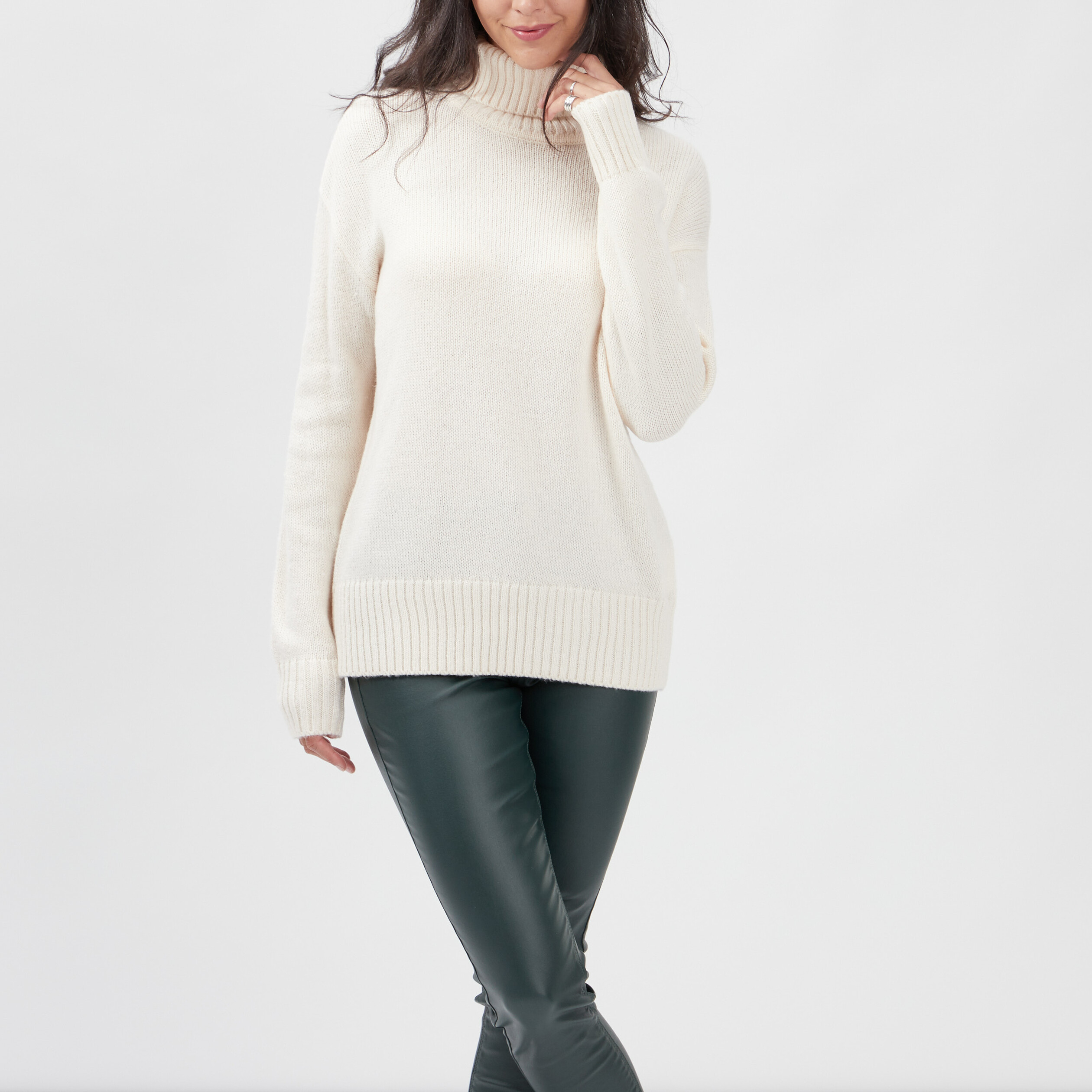 Pull col roulé ivoire femme | La Halle